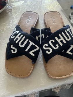 Schutz Logo Flat Sandal