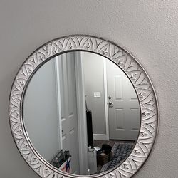 White textured hallway mirror
