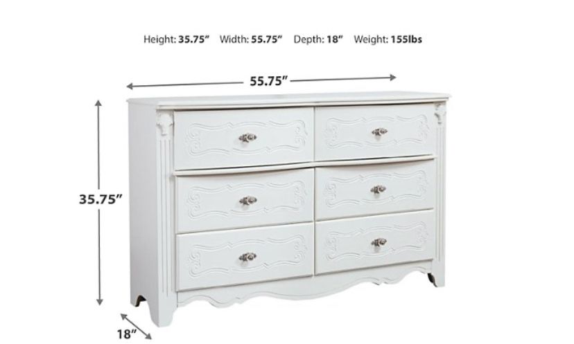 Ashleys Furniture White Dresser and Nightstand.