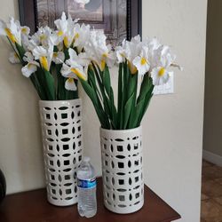 Candle Holders  Or Vases Set Of 2 Ceramic Heavy 