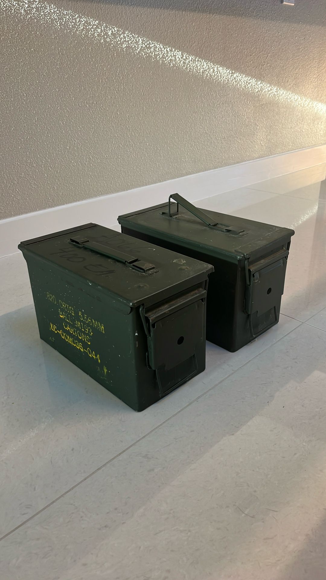 Two US Military Metal Ammunition Boxes 