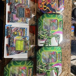 Pokémon Sealed Lot – 4 EX Tins (Scizor & Charizard) + 2 Journey Together Blisters 🔥