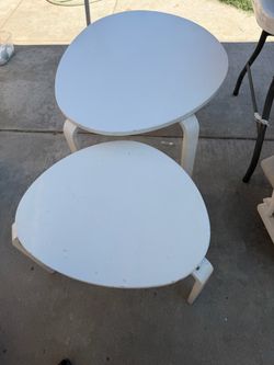 White Bentwood Nesting Side Tables Set of 2