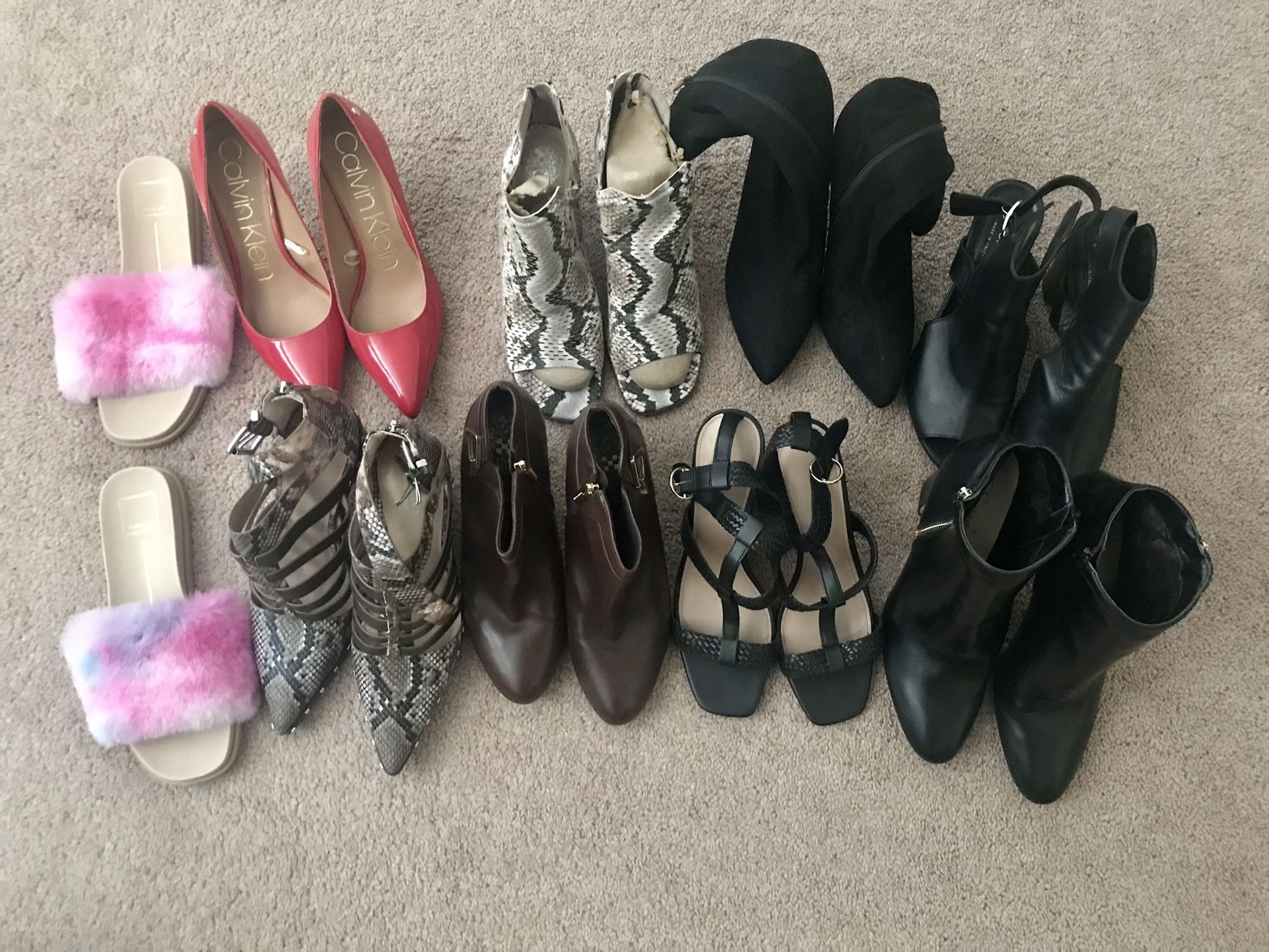 9pairs of shoes size 9 and 9,5 calvinklein,charles david,banana republic vince camuto,dunion,dilce cita $300 for everything