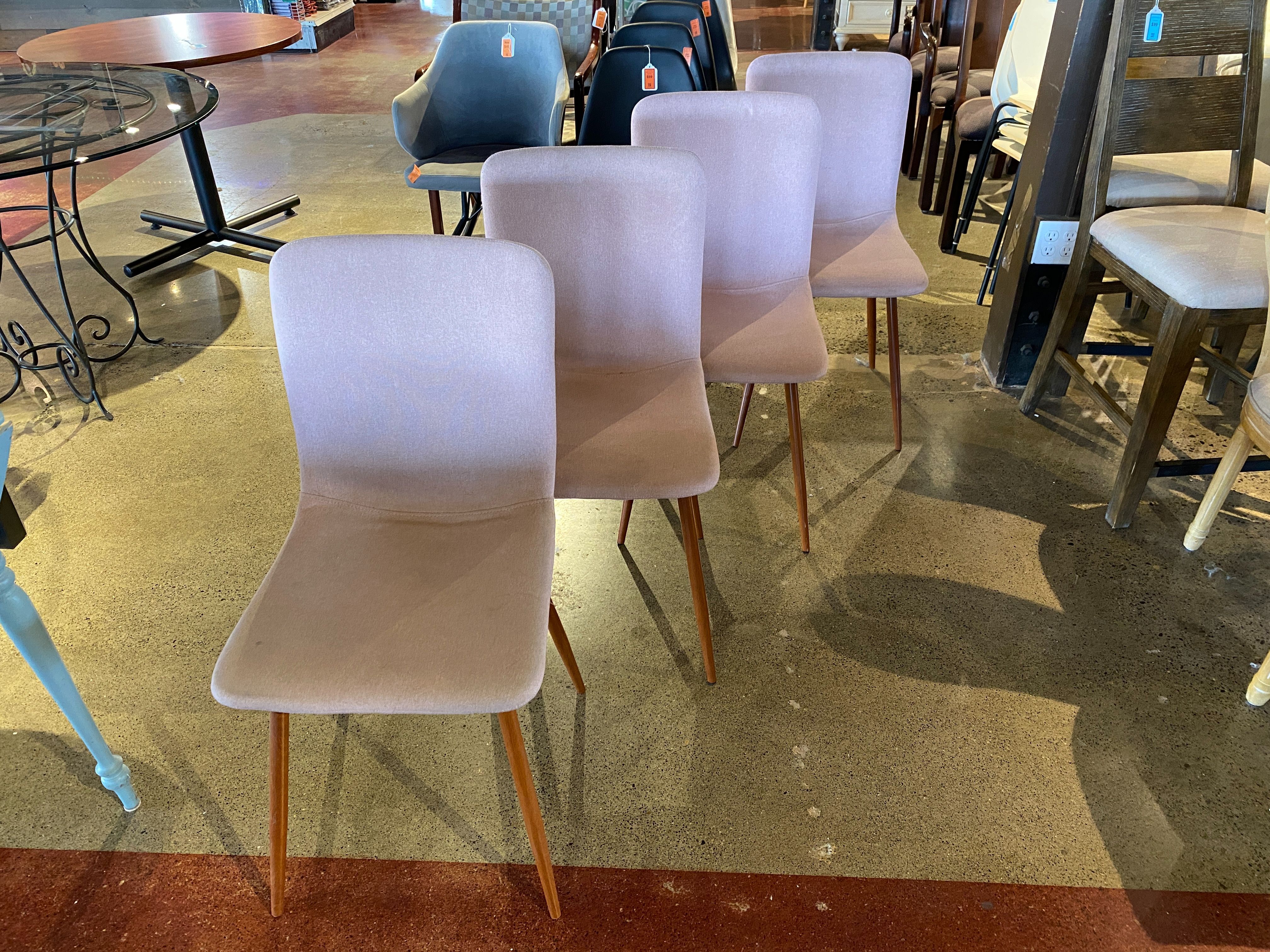 Upholstered Dining Chairs with Metal Legs in Muted Rose (Set of 4)