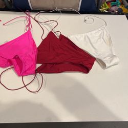 3 Large Size Bikini bottoms Hot Pink Burgundy And White