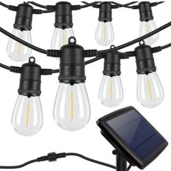 Solar String Lights Outdoor Waterproof 48FT Solar Outdoor String Lights with 16 Edison Shatterproof