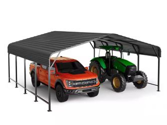 (Brand New)20 ft. W x 20 ft. D Metal Carport Steel Car Canopy and Shelter, Heavy Duty Carport for Cars, Boats, and Tractors, Grey