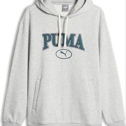 NWOT PUMA Men's Squad Light Grey Heather Hoodie Sweater Size S MSRP $60
