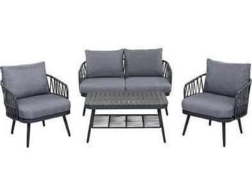 New Assembled Outdoor Patio Furniture Sets 4- Pieces Set Garden Conversation Bistro Sets Chairs
