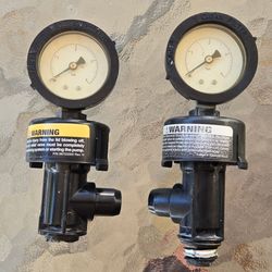Pentair filter pressure release valve and gauges.