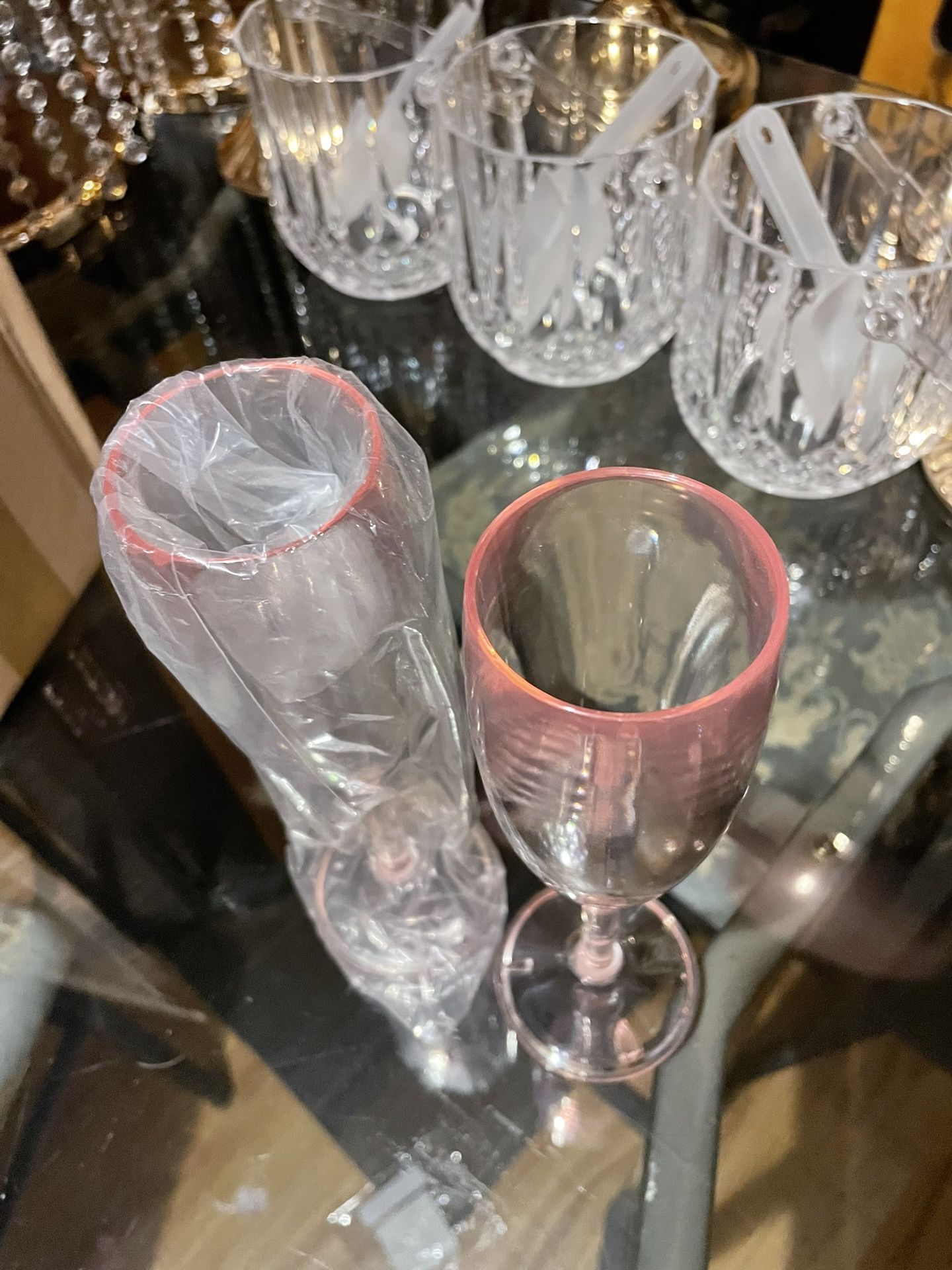 New Plastic Reusable Champagne Cups Pink