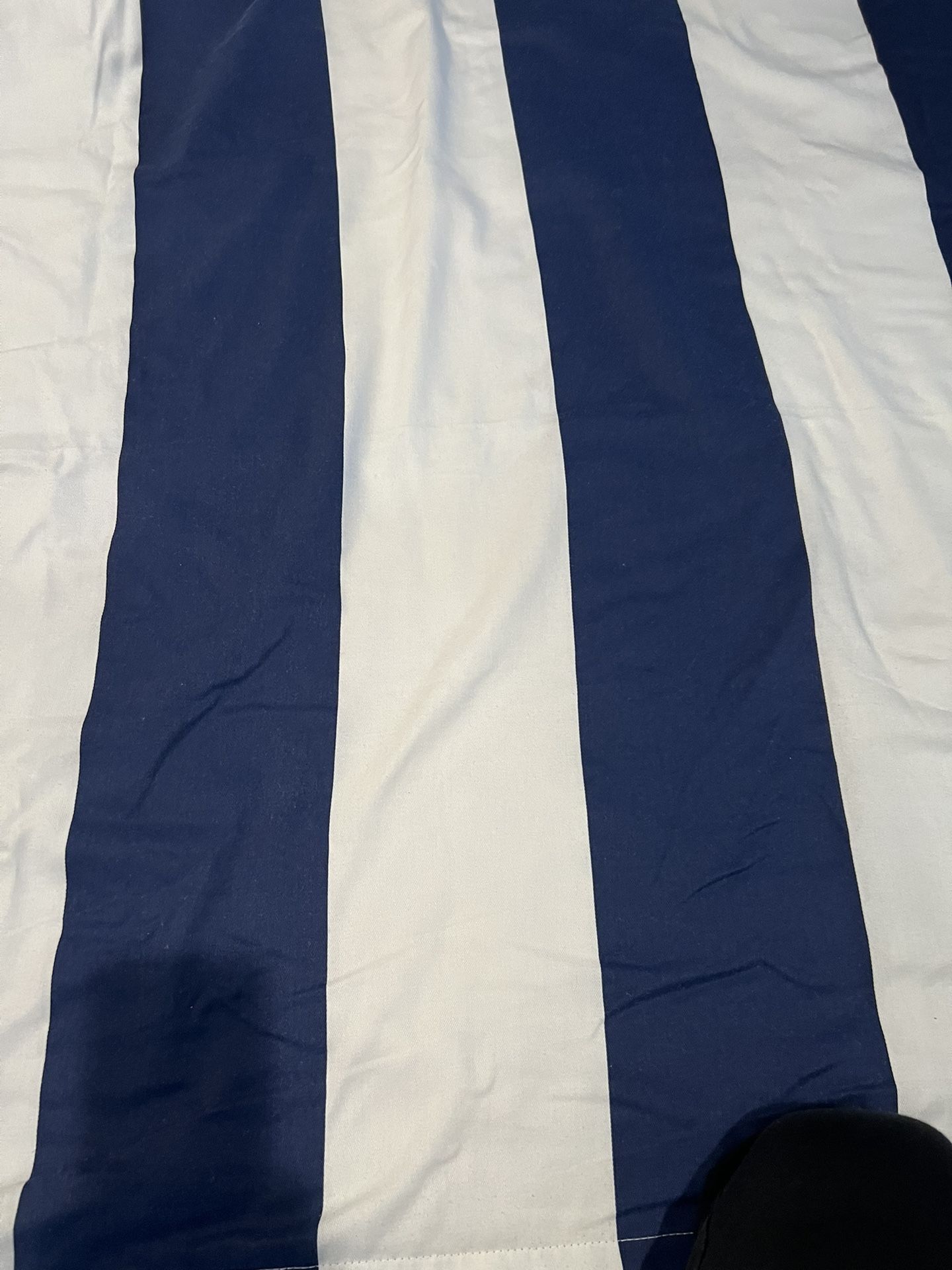 Pillow Fort White And Navy Curtains / Stripe White And Navy Curtains