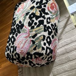Floral and leopard print ottoman
