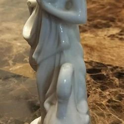 Porcelain figurine flower frog with female figure and swan 