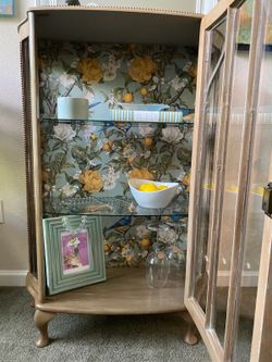 Hand Painted Vintage Curio Cabinet