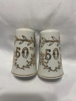 50th Anniversary Porcelain Salt and Pepper Shakers