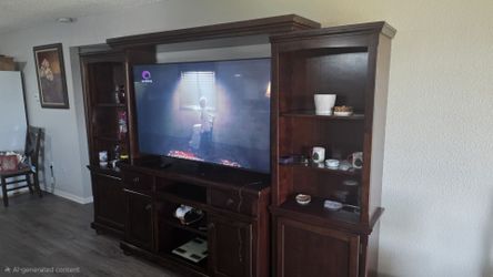 TV Stand / Entertainment Center/light stand, light and Coffee table.