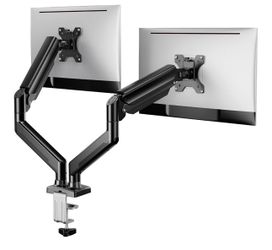 Dual Monitor Stand up to 33 inches Screen, Load-Bearing Max 22 lbs Each Arm, Adjustable Dual Monitor Mount, Sturdy Steel vesa Monitor Mount with Stabl