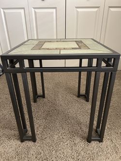 Cast Iron/Tile Top End Table