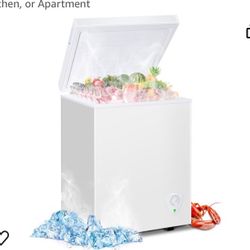 LifePlus Chest Freezer - Compact Deep Freezer 7 Adjustable Temperature with Removable Basket, 3.5 Cubic Feet Energy Saving Super Quiet for Garage, Off