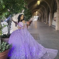 Lavender Light Up Buttefly Quince Dress