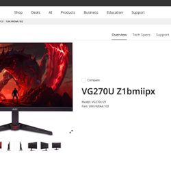 Acer 27” 2k gaming monitor 270hz