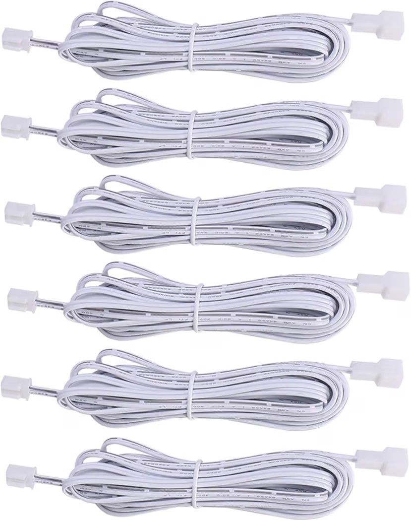 AIBOO Extension Cables 9.84FT LED Under Cabinet Puck Lighting, 2-Pin Male and Female Cable Connector Extension Cords for Led Puck Lights with White Co