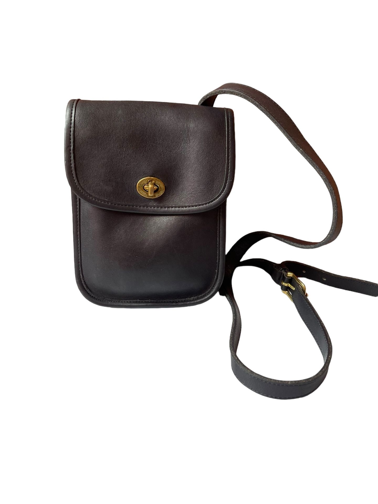 Vintage Coach #9978 Sidepack Scooter Black Leather Crossbody Bag.