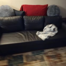 Leather Couch - Fold Out Bed 