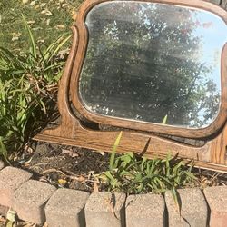 Antique Mirror frame with harp Vintage Wooden Mirror 29.5 x 21