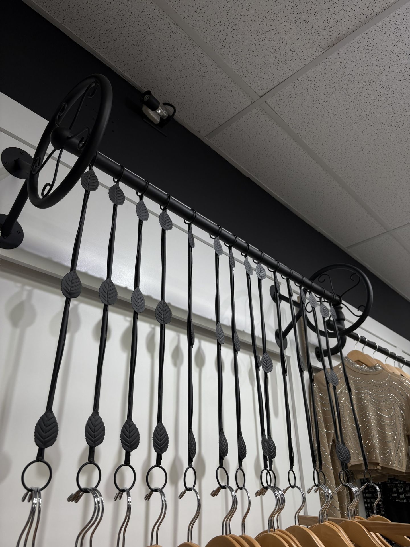 Clothing Rack Black Metal Retail Display With Shelve