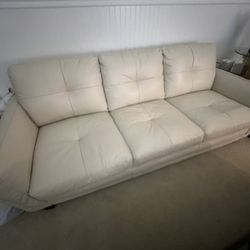 Cream Leather Sofa and Loveseat 