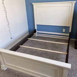 White & Espresso Wood Bed Frame - Full Size