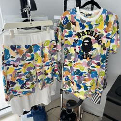 Authentic BAPE Ultimate Multi Camo College Tee & Shorts