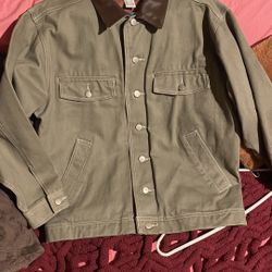 Men Jacket Leather Collar