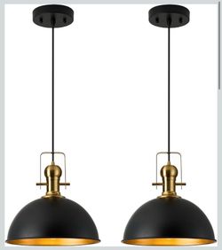 12 Inch Black Farmhouse Pendant Lights 2 packs (black)