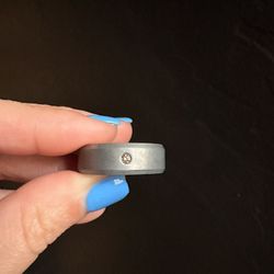 Men’s Tungsten Wedding Band w/ Diamond Inlay – Size 10-11