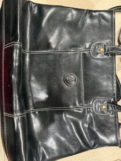 Vintage 90s Lorenti Black Leather Tote Bag