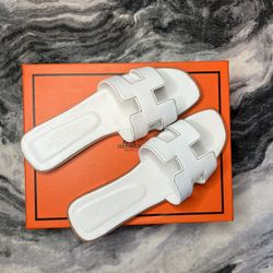 Hermes Oran White Sandles 