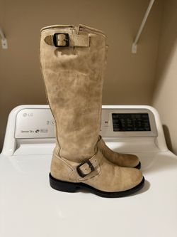 Frye buckled boots sz 6 khaki color barely worn 