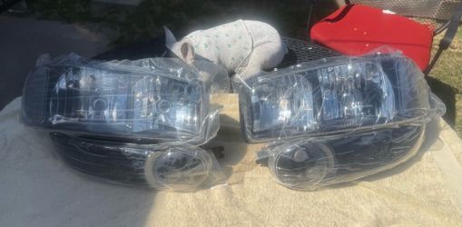 01-06 GMC Denali Black Clear ReflectorHeadlights Parking Lights