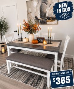 6-pc Dining table set with bench