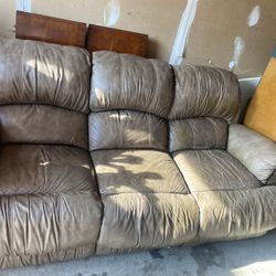 Tan Reclining Sofa Couch 7’w x 39”d x 3’h