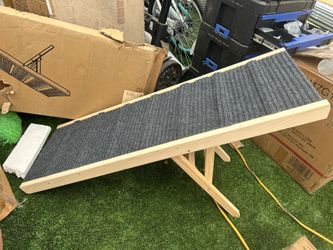 Joypetcabin 47.2" Long Wooden Foldable Dog Ramp, 6 Adjustable Heights from 14" to 26" with Anti-Slip Traction Mat