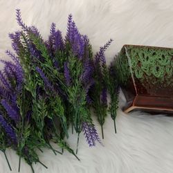 New fake flower set with ceramic vase
