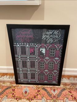Framed Cupid Art/ Screen Print