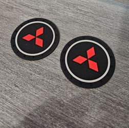Brand New 2PCS MITSUBISHI Rubber Car Cup Holder Pad Water Cup Slot Non-Slip Mat Universal