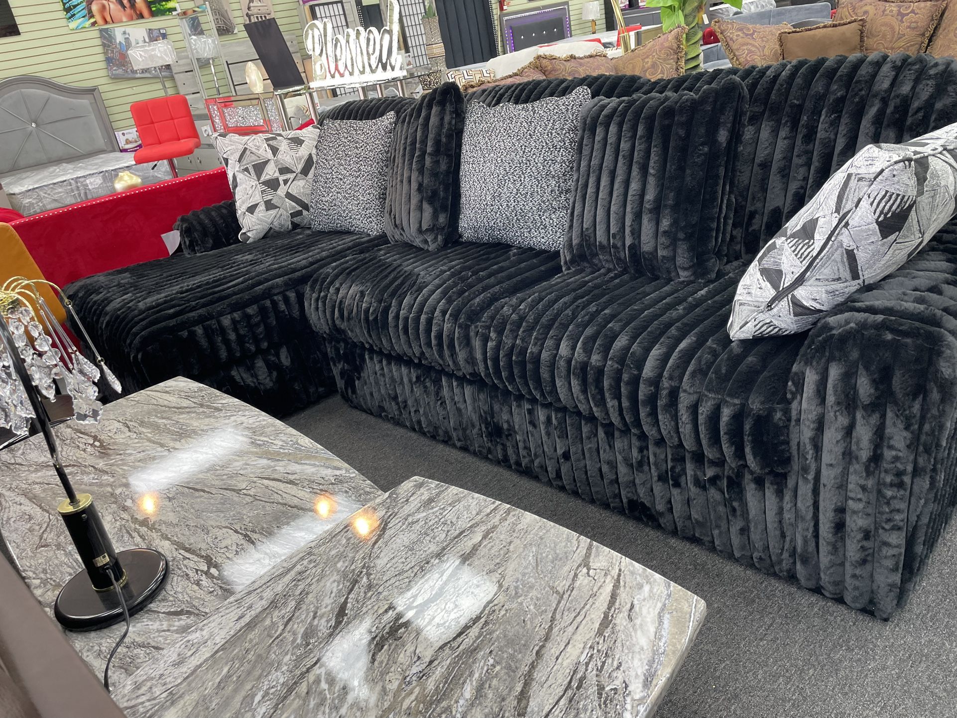 Sofa Sectional Black Color