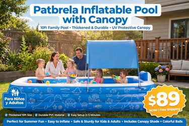 Inflatable Pool with with Canopy, 10'